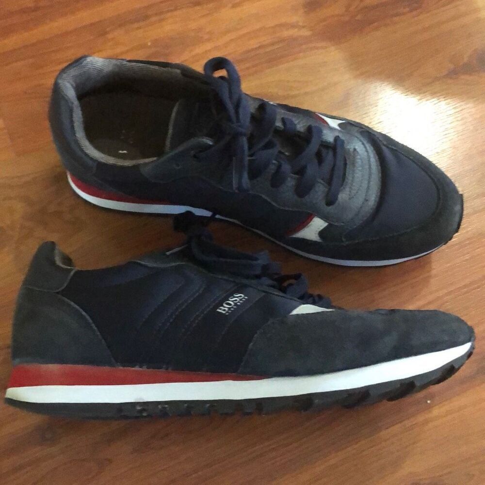 BOSS Hugo Boss mixed material trainers Leather suede nylon size 42 (9)